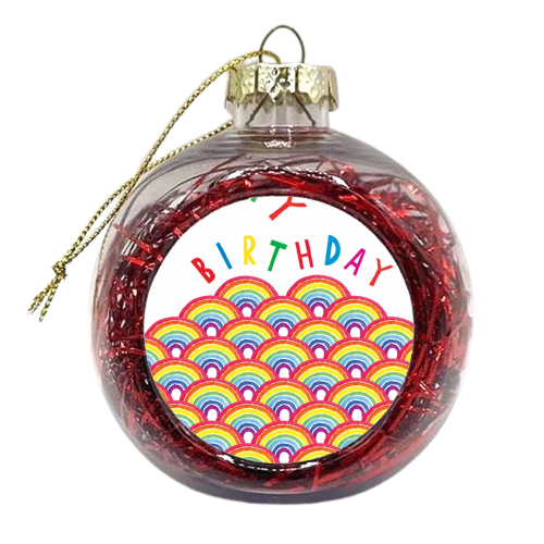 Beautiful birthday rainbows - xmas bauble by Dominic Early