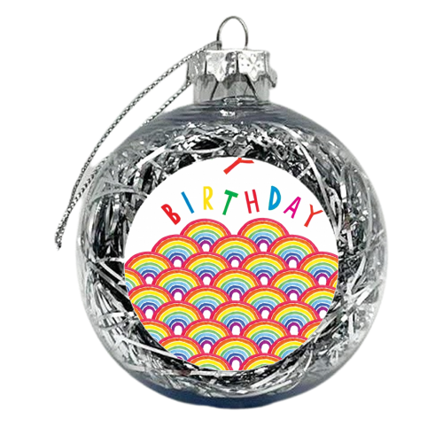 Beautiful birthday rainbows - xmas bauble by Dominic Early