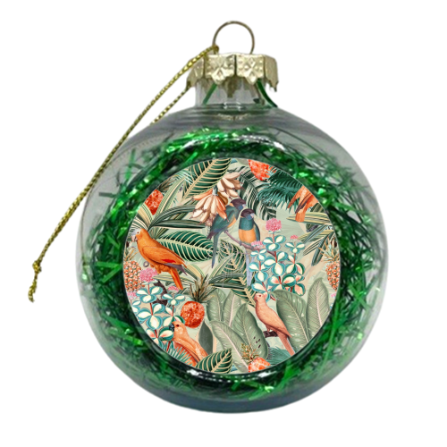 Beautiful flower and animal jungle - xmas bauble by Uta Naumann