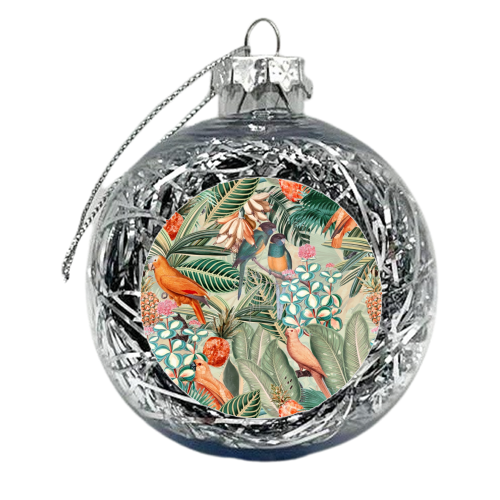 Beautiful flower and animal jungle - xmas bauble by Uta Naumann