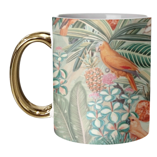 Beautiful flower and animal jungle - unique mug by Uta Naumann