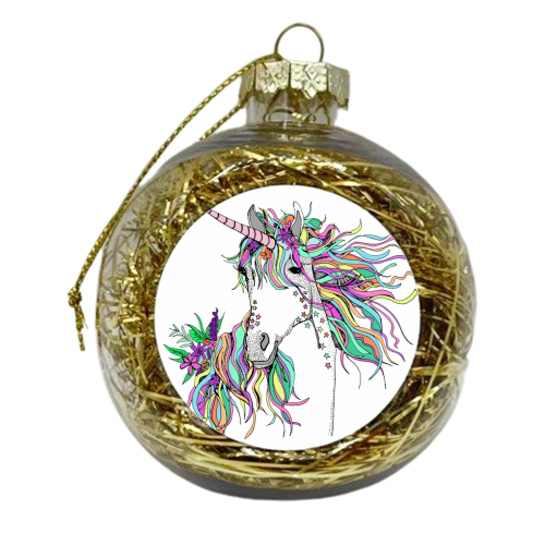 Beautiful Unicorn - xmas bauble by Casey Rogers