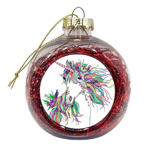 Beautiful Unicorn - xmas bauble by Casey Rogers