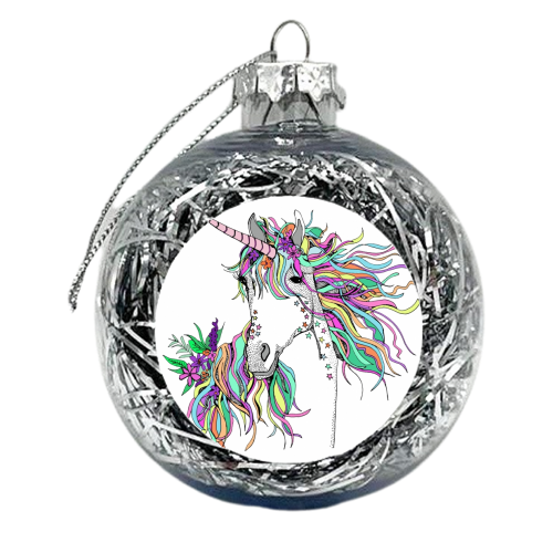 Beautiful Unicorn - xmas bauble by Casey Rogers