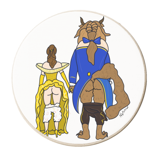 Beauty and the Beast Butts - personalised beer coaster by Notsniw Art