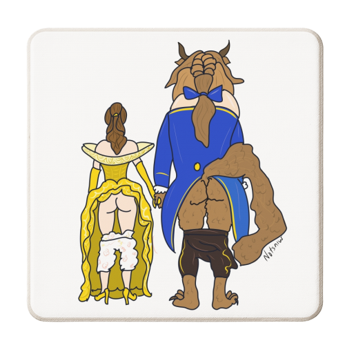 Beauty and the Beast Butts - personalised beer coaster by Notsniw Art
