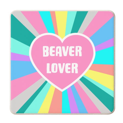 Beaver Lover Rainbow Heart - personalised beer coaster by Adam Regester