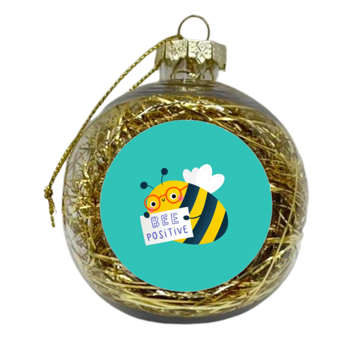 Bee Positive cute motivational bee character - xmas bauble by Jessica Moorhouse