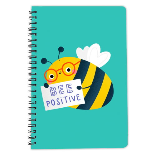 Bee Positive cute motivational bee character - personalised A4, A5, A6 notebook by Jessica Moorhouse