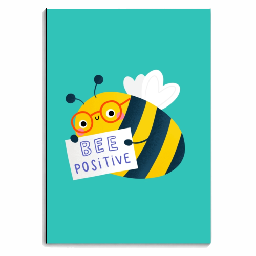 Bee Positive cute motivational bee character - personalised A4, A5, A6 notebook by Jessica Moorhouse