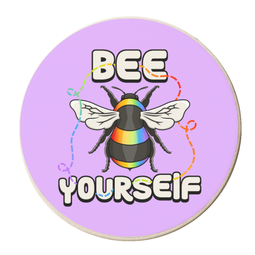 Bee Yourself - Pride Bee - personalised beer coaster by Amy Farmer