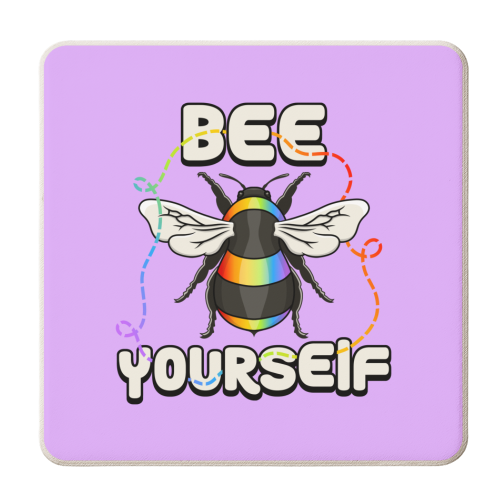 Bee Yourself - Pride Bee - personalised beer coaster by Amy Farmer