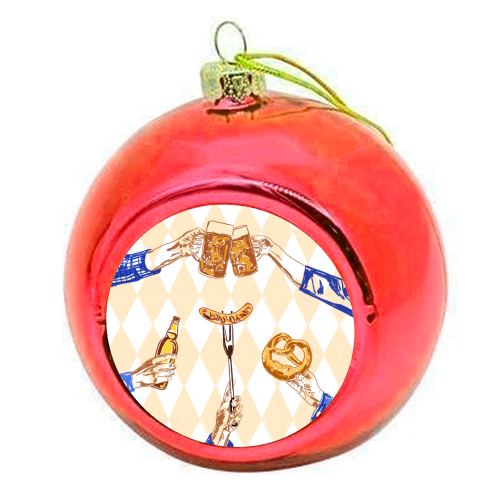 Beer Festival Vintage Illustration - colourful christmas bauble by EZbie