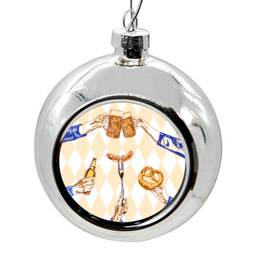 Beer Festival Vintage Illustration - colourful christmas bauble by EZbie