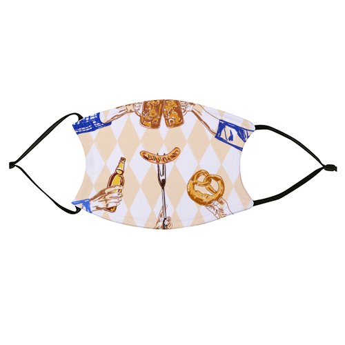 Beer Festival Vintage Illustration - face cover mask by EZbie