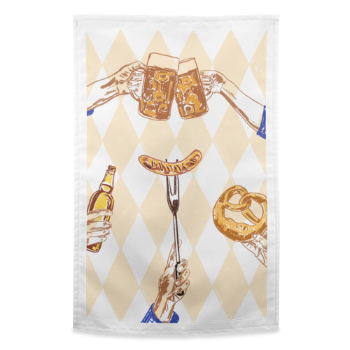 Beer Festival Vintage Illustration - funny tea towel by EZbie