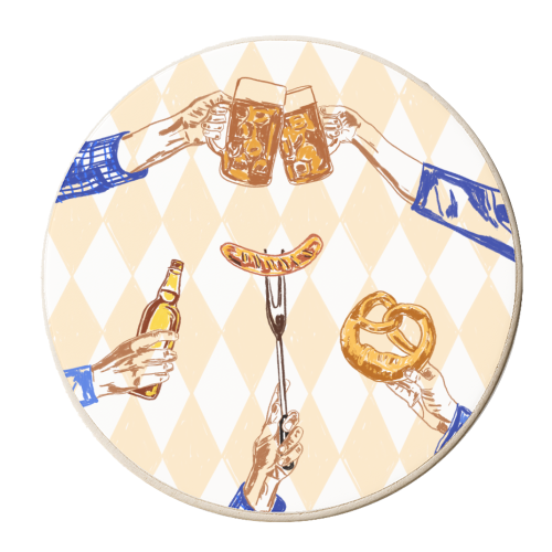 Beer Festival Vintage Illustration - personalised beer coaster by EZbie