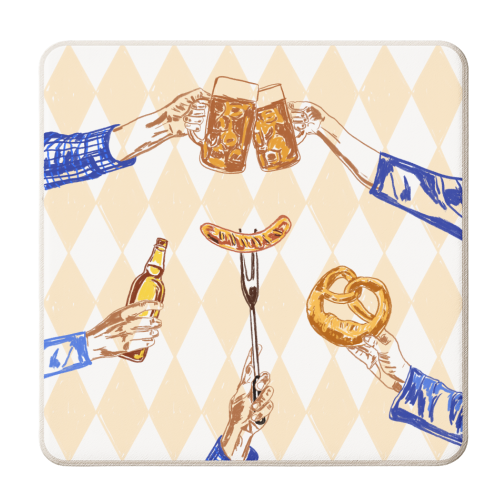 Beer Festival Vintage Illustration - personalised beer coaster by EZbie