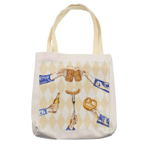Beer Festival Vintage Illustration - printed canvas tote bag by EZbie