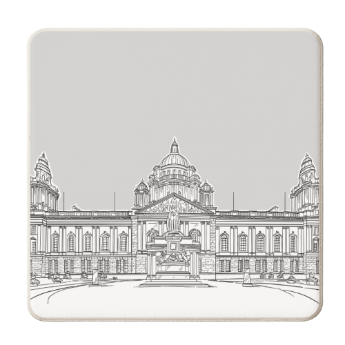 Belfast City Hall ( Grey Background Version) - personalised beer coaster by Adam Regester
