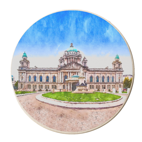 Belfast City Hall Watercolour - personalised beer coaster by AP