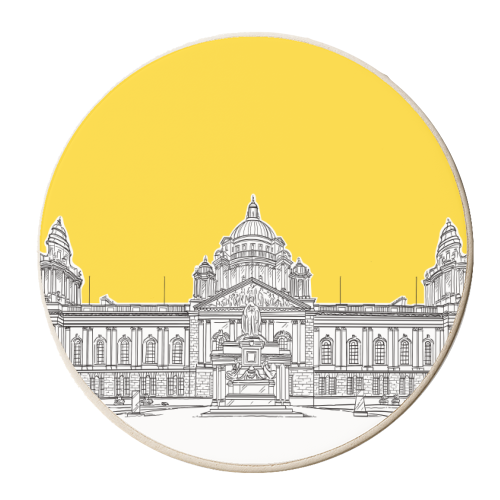 Belfast City Hall ( Yellow Colour Pop) - personalised beer coaster by Adam Regester