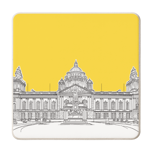 Belfast City Hall ( Yellow Colour Pop) - personalised beer coaster by Adam Regester