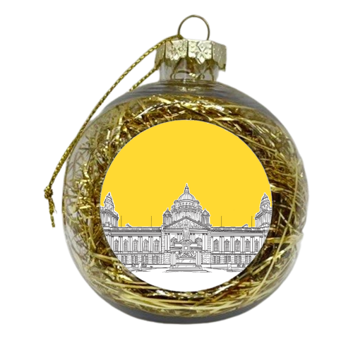 Belfast City Hall ( Yellow Colour Pop) - xmas bauble by Adam Regester