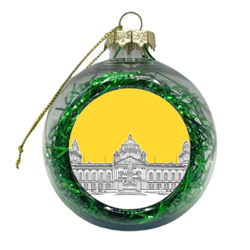 Belfast City Hall ( Yellow Colour Pop) - xmas bauble by Adam Regester