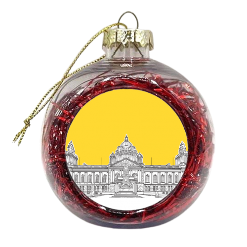 Belfast City Hall ( Yellow Colour Pop) - xmas bauble by Adam Regester