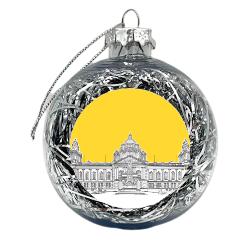 Belfast City Hall ( Yellow Colour Pop) - xmas bauble by Adam Regester