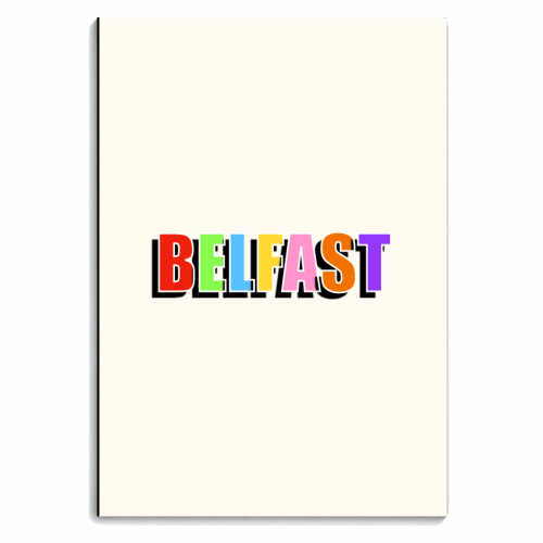 Belfast In Bold Coloured Type - personalised A4, A5, A6 notebook by Adam Regester