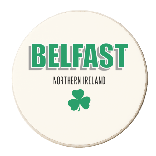 Belfast Northern Ireland (with clover) - personalised beer coaster by Adam Regester