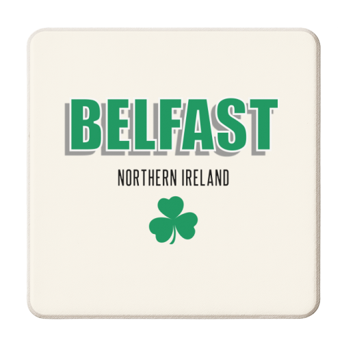 Belfast Northern Ireland (with clover) - personalised beer coaster by Adam Regester