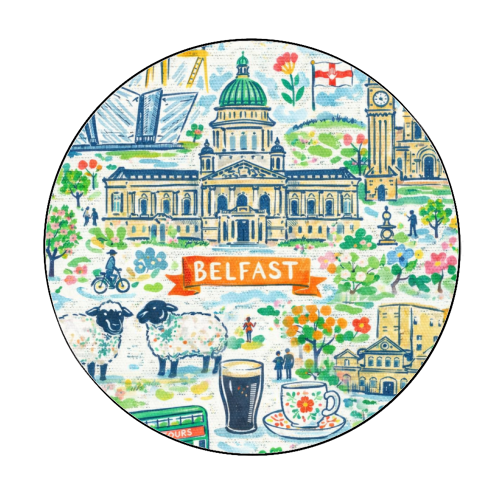 Belfast Painting - Circle Sticker by Ms Doodle