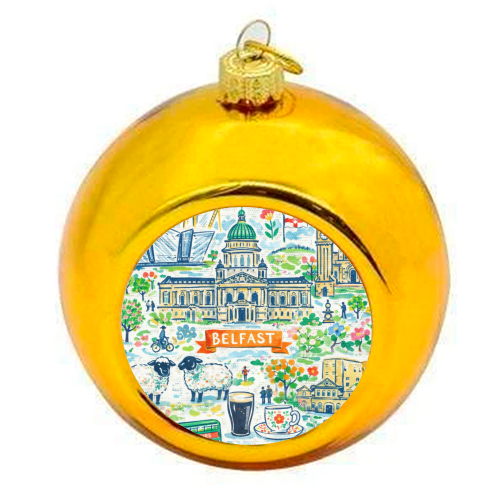 Belfast Painting - colourful christmas bauble by Ms Doodle