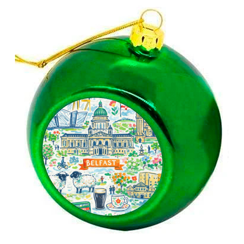 Belfast Painting - colourful christmas bauble by Ms Doodle
