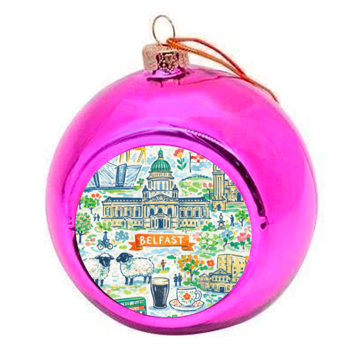 Belfast Painting - colourful christmas bauble by Ms Doodle