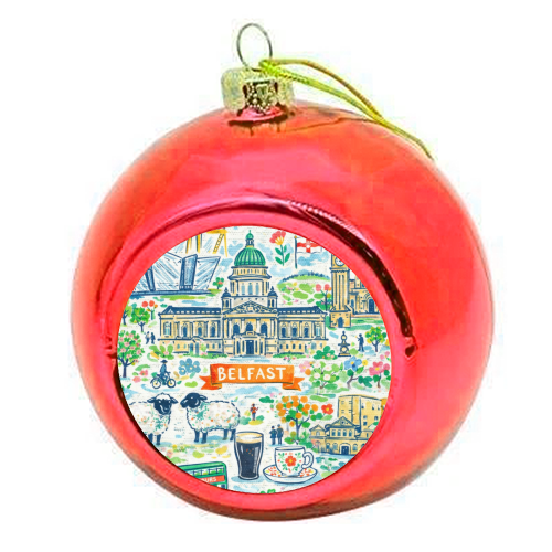 Belfast Painting - colourful christmas bauble by Ms Doodle