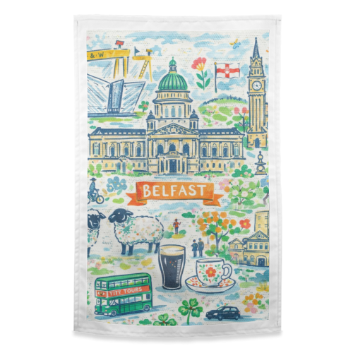 Belfast Painting - funny tea towel by Ms Doodle