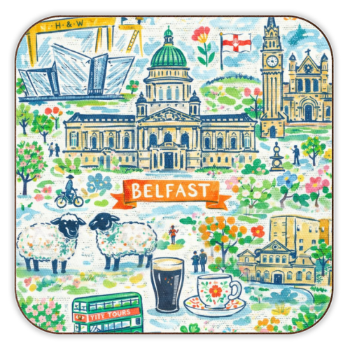 Belfast Painting - personalised beer coaster by Ms Doodle