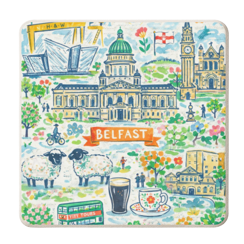 Belfast Painting - personalised beer coaster by Ms Doodle