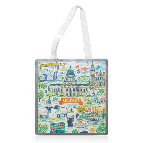 Belfast Painting - printed canvas tote bag by Ms Doodle