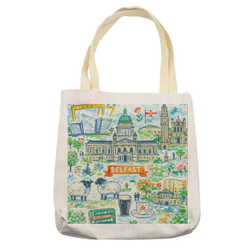 Belfast Painting - printed canvas tote bag by Ms Doodle