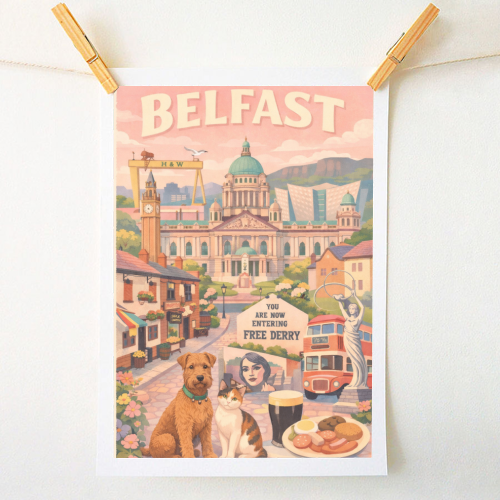 Belfast Pastel Poster - A1 - A4 art print by AP