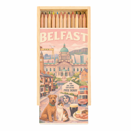 Belfast Pastel Poster - Coloured Pencils with Box by AP