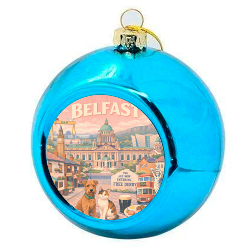Belfast Pastel Poster - colourful christmas bauble by AP