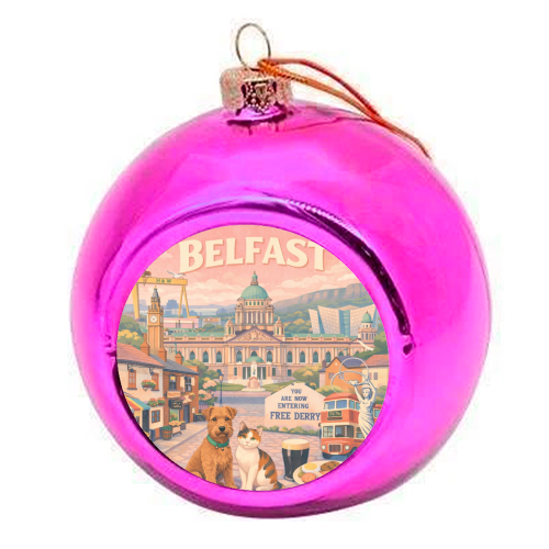 Belfast Pastel Poster - colourful christmas bauble by AP