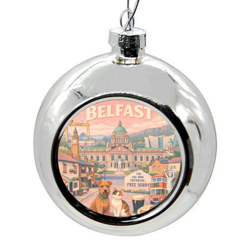 Belfast Pastel Poster - colourful christmas bauble by AP
