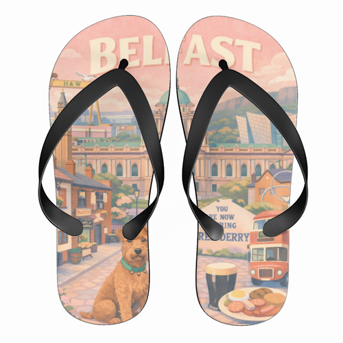 Belfast Pastel Poster - funny flip flops by AP